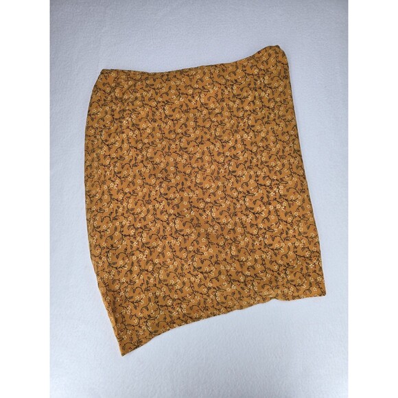 VERONICA BEARD Mustard Floral Ruffle Zipper Mini Skirt Size 12 - Picture 6 of 8